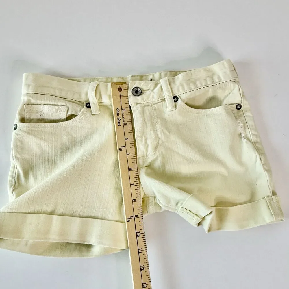 BULLHEAD Jean Shorts Womens Jr Sz 3 Denim Stretch Cuffed  Pale Yellow Waist 30